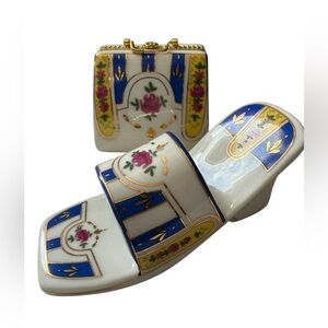 vintage Imperial porcelain shoe and trinket box set